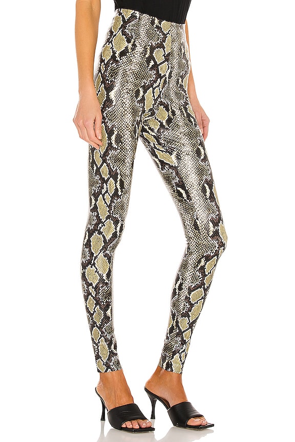 view 2 of 4 Faux Leather Animal Legging in Olive Snake