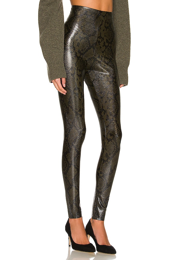 view 2 of 4 Faux Leather Animal Legging in Moss Snake