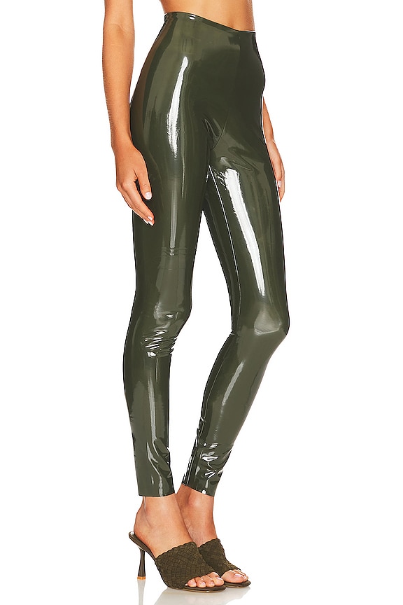 view 2 of 4 Faux Patent Leather Legging in Olive