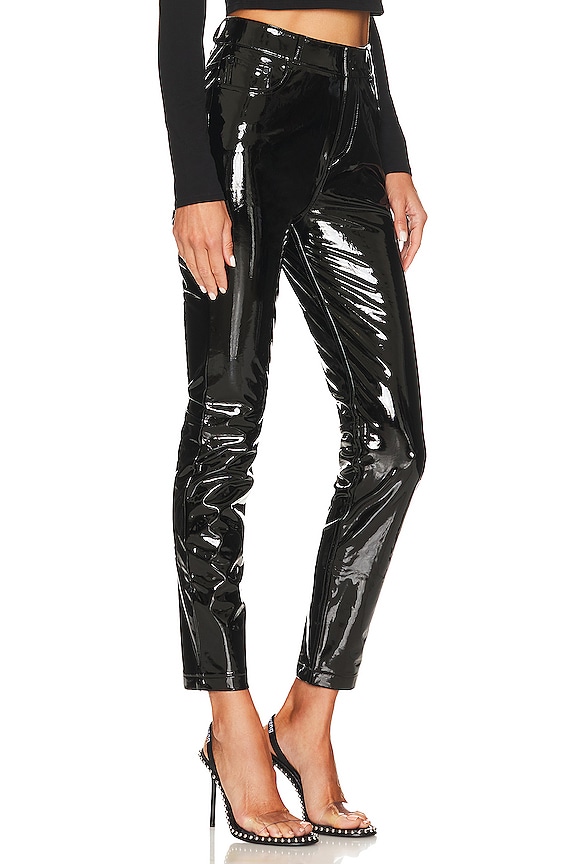 view 2 of 4 FAUX PATENT LEATHER パンツ in Black
