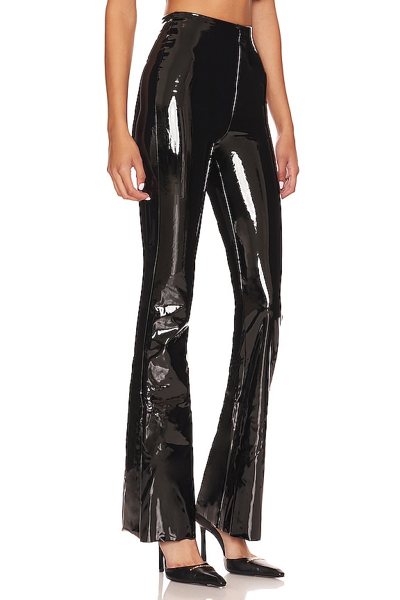 view 2 of 4 Faux Patent Flared Legging in Black