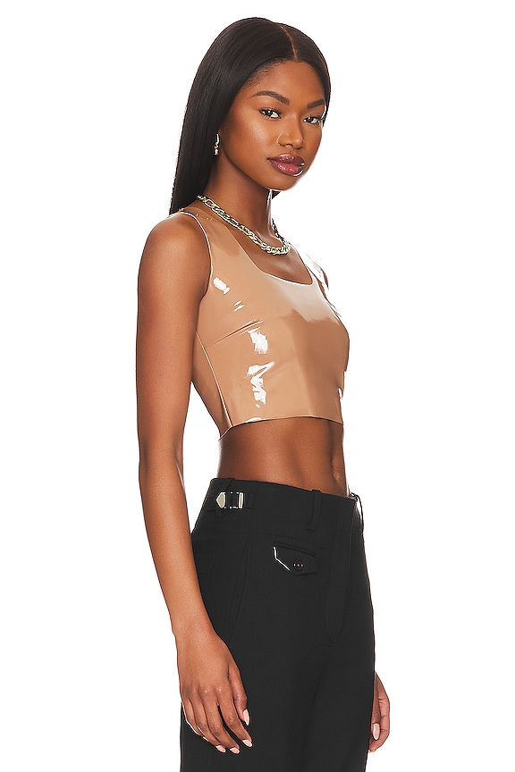 view 2 of 4 Faux Patent Leather Crop Top in Cocoa
