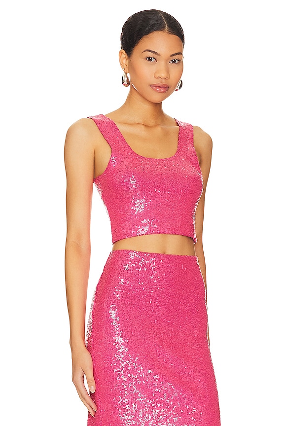 view 2 of 5 Sequin Crop Top in Commando Pink