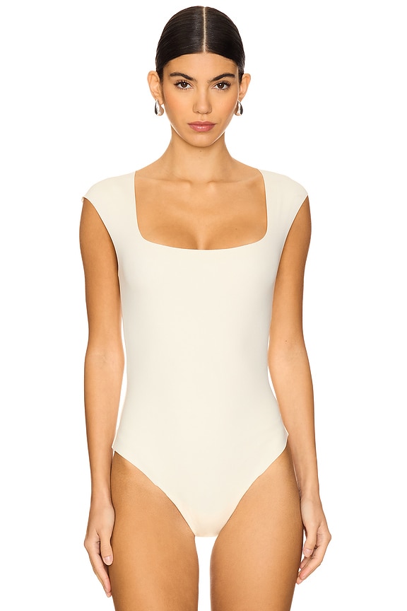 view 2 of 5 Neoprene Cap Sleeve Bodysuit in Ivory