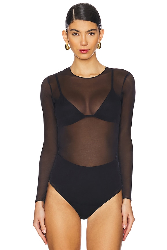view 2 of 5 Chic Mesh Bodysuit in Black