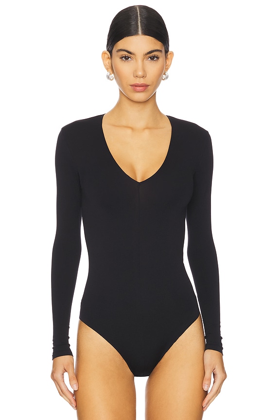 view 2 of 5 Prima Ballet Deep V Bodysuit in Black