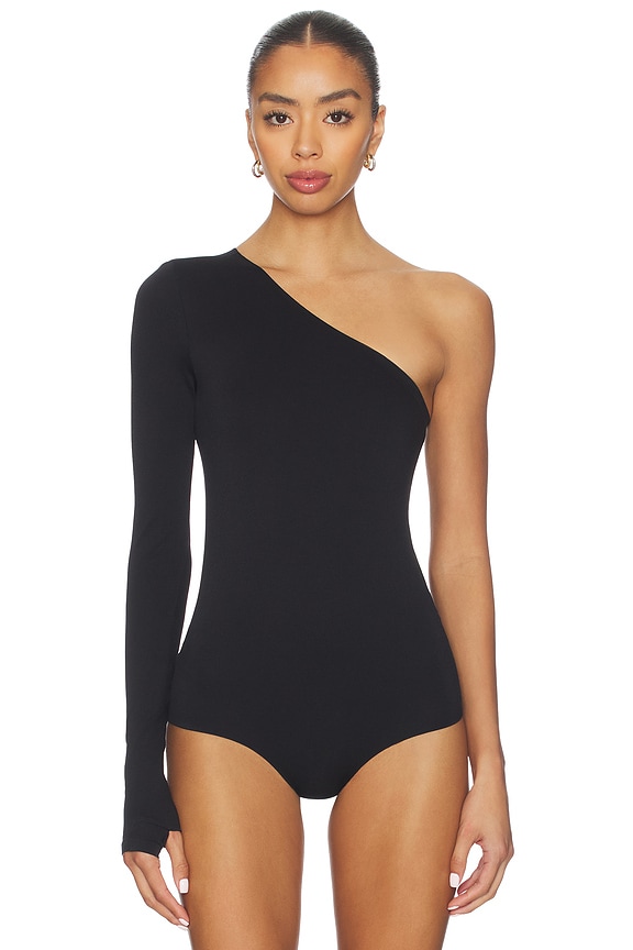 view 2 of 6 Prima Ballet One Shoulder Bodysuit in Black