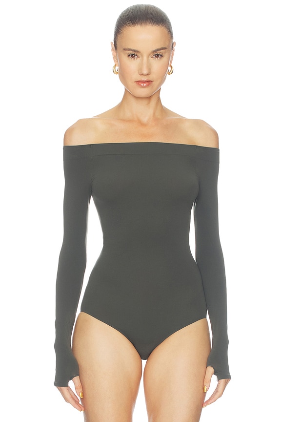 view 2 of 5 Ballet Off-shoulder Bodysuit in Hazel