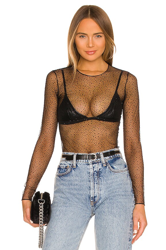 view 1 of 5 Starlight Mesh Longsleeve Tee in Black