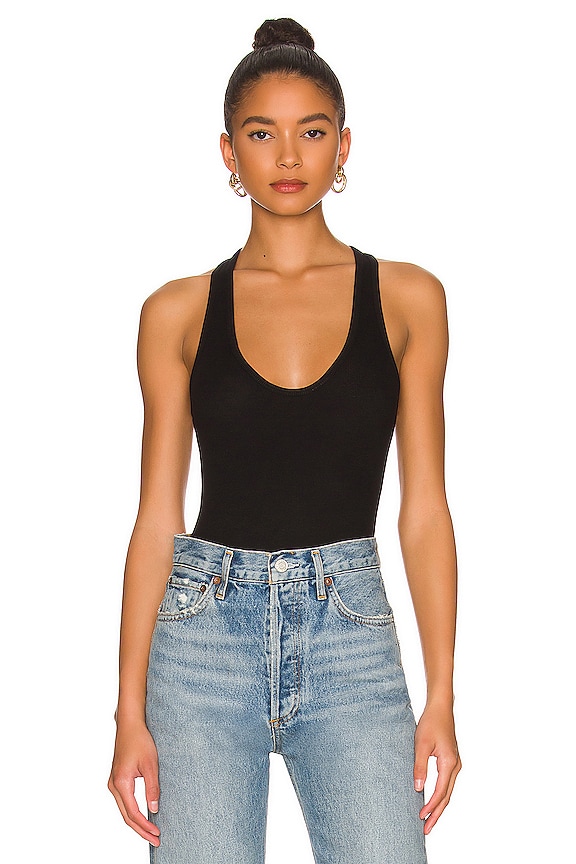 Commando Luxury Rib Racerback Tank Bodysuit in Black | REVOLVE