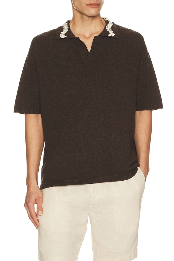 view 1 of 4 Hand Crochet Collar Polo in Brown