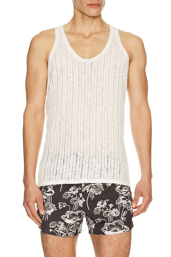 view 1 of 4 Pointelle Knit Tank in Off White