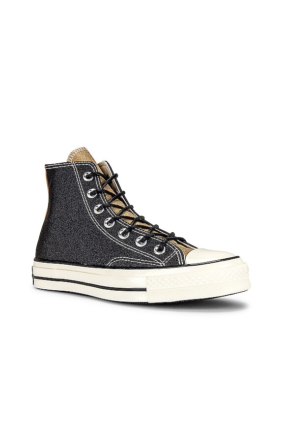 view 2 of 6 Chuck 70 Glitter Sneaker in Black, Gold, & Egret