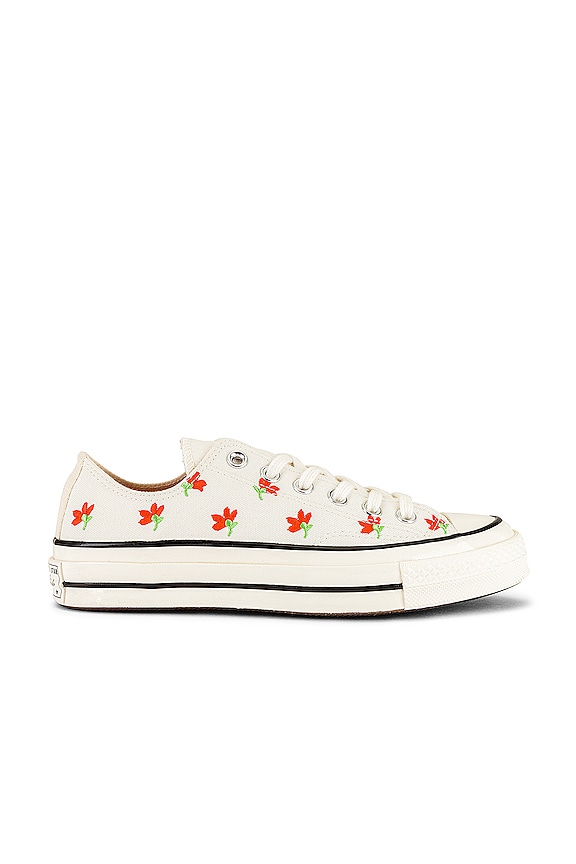 view 1 of 6 Chuck 70 Embroidered Garden Party Sneaker in Egret, Bright Poppy, & Black