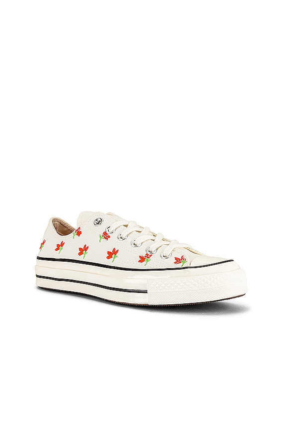 view 2 of 6 Chuck 70 Embroidered Garden Party Sneaker in Egret, Bright Poppy, & Black