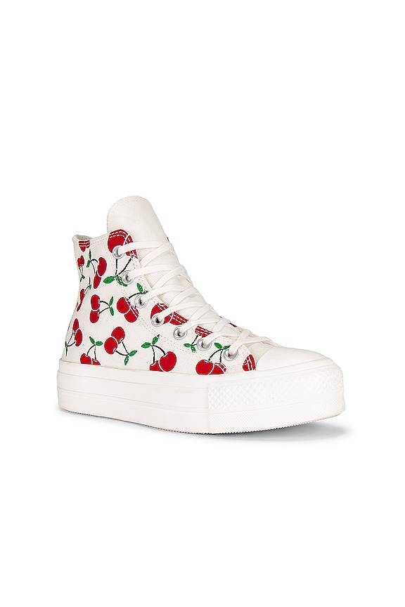 view 2 of 6 Chuck Taylor All Star Lift Platform Cherries Sneaker in Egret, Red, & Green