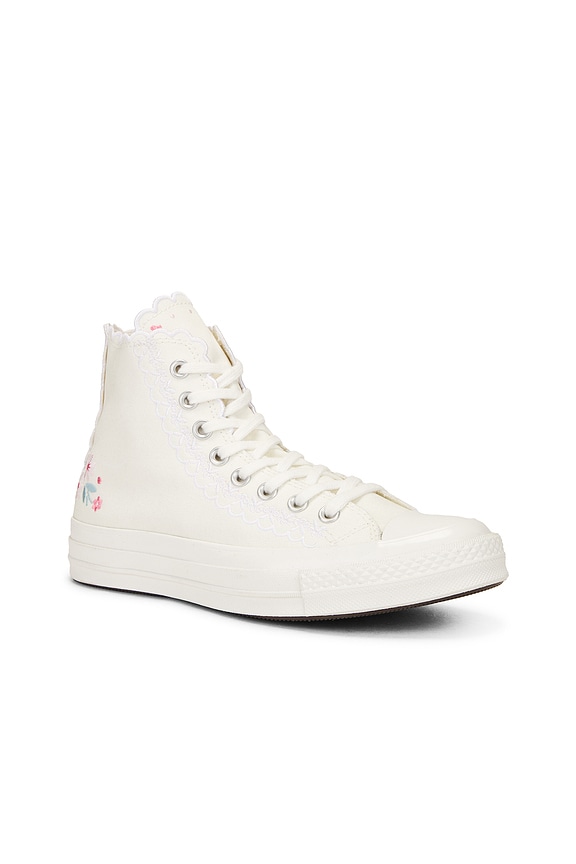 view 2 of 6 Chuck 70 Embroidered Sneaker in Egret & Watermelon Pink