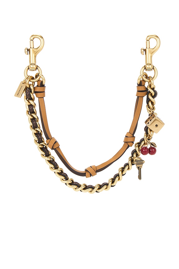 view 1 of 4 Leather And Metal Swag Bag Charm in Maple Honey