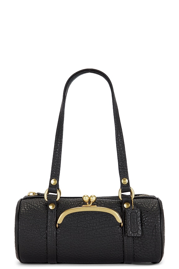 view 1 of 4 Coach Originals Textured Pebble Leather Kisslock Barrel Bag 28 in Black