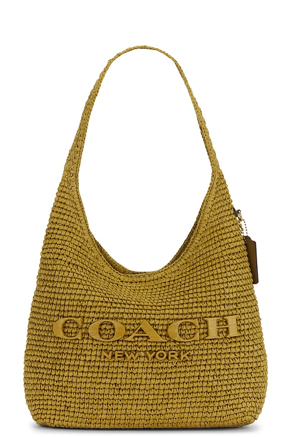 view 1 of 4 Refined Weave Straw Brooklyn 28 Shoulder Bag in Muted Olive