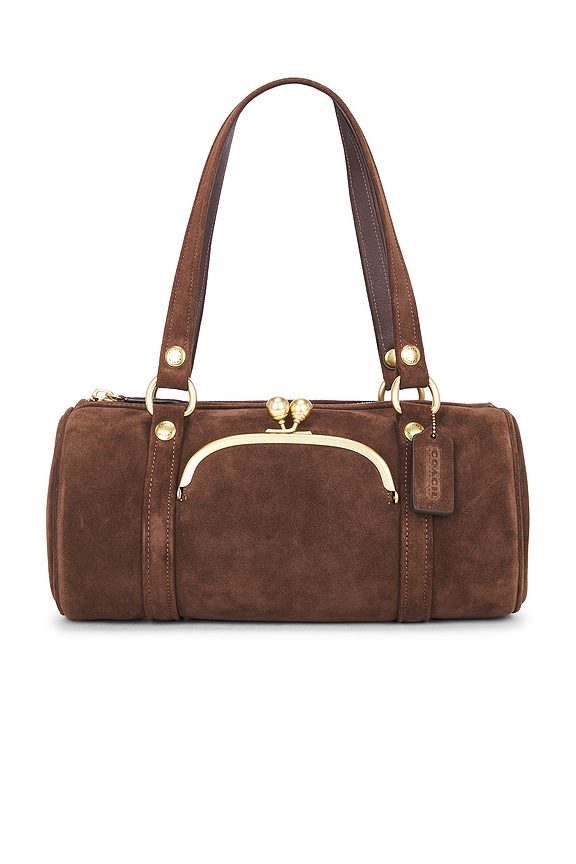 view 1 of 4 BOLSO BARRIL in Dark Chocolate Suede