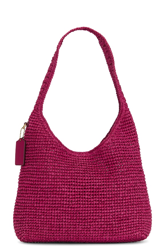 view 2 of 4 SAC PORTÉ ÉPAULE REFINED WEAVE STRAW BROOKLYN SHOULDER BAG 28 in Dark Fuchsia