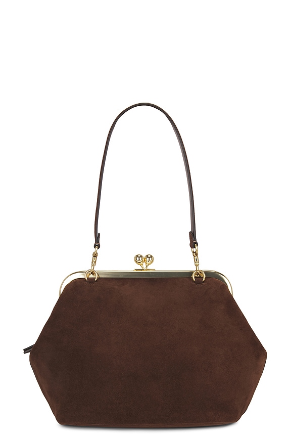 view 2 of 4 Suede Kisslock Frame Bag 27 in Dark Chocolate