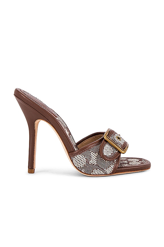 view 1 of 5 Leather Buckle Mule in Khaki