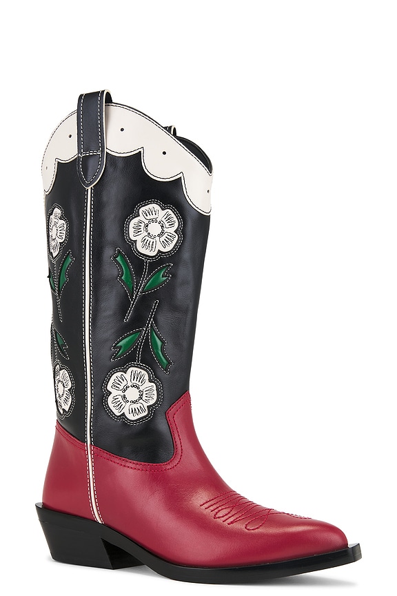 view 2 of 5 Aria Tall Cowboy Boot in Black & Red