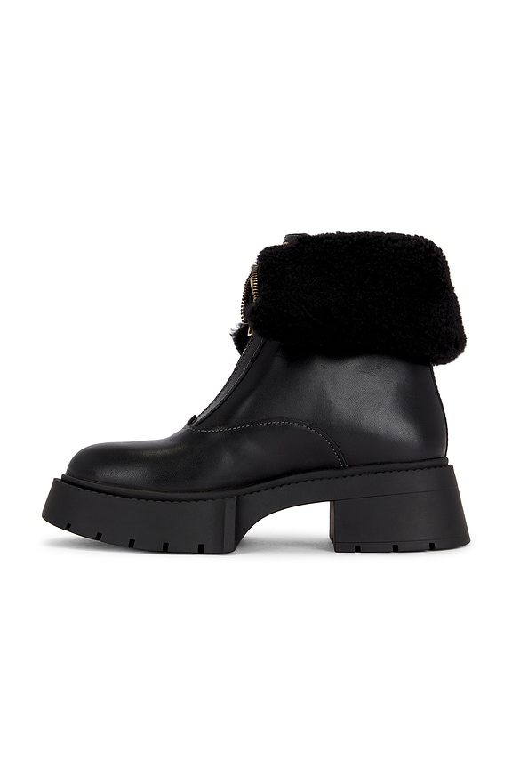 Coach Leah Platform Shearling Zip Bootie in Black | REVOLVE