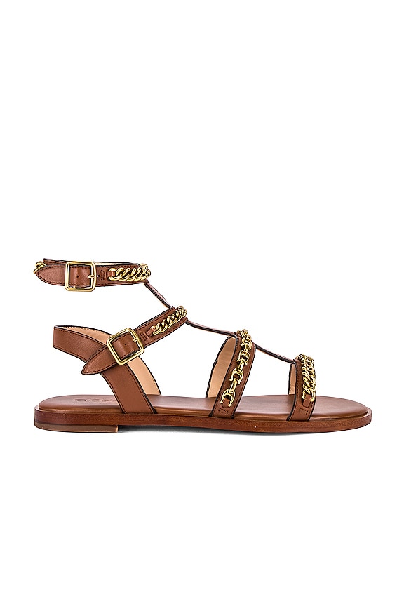 view 1 of 5 Haddie Multi Chains Gladiator Sandal in Saddle