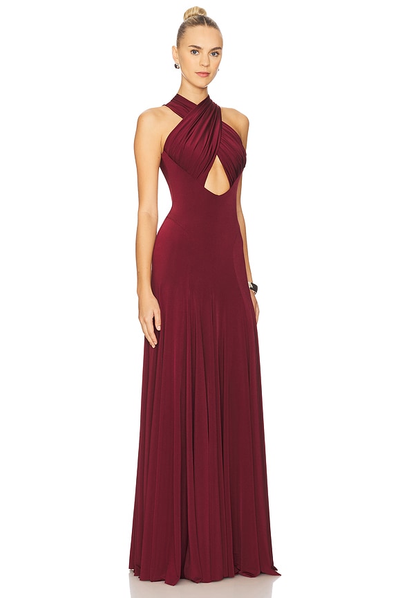 view 2 of 3 Draped Jersey Dress in Burgundy