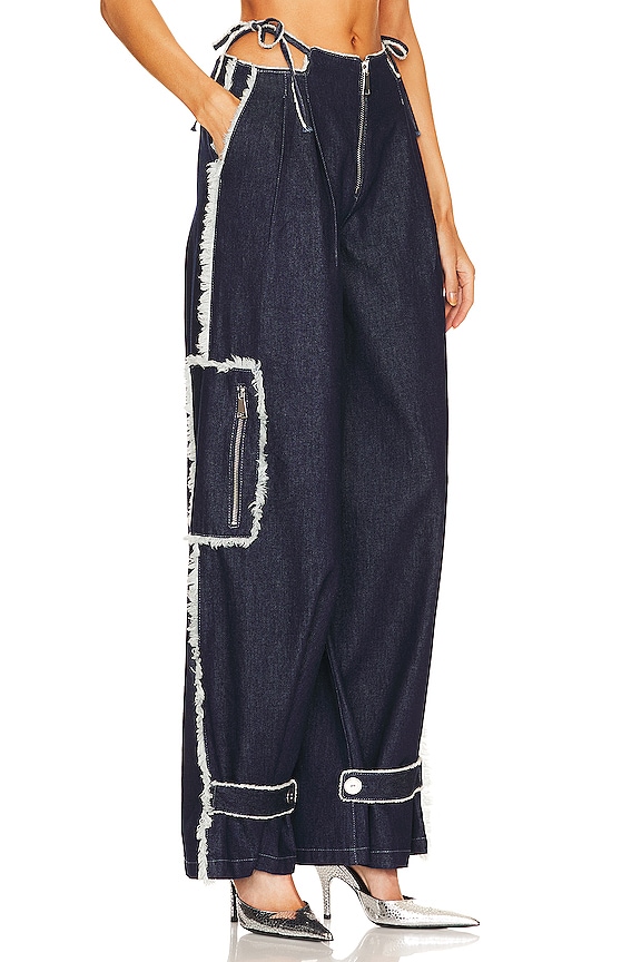 view 2 of 5 Low Waist Pleated Pant in Navy Blue