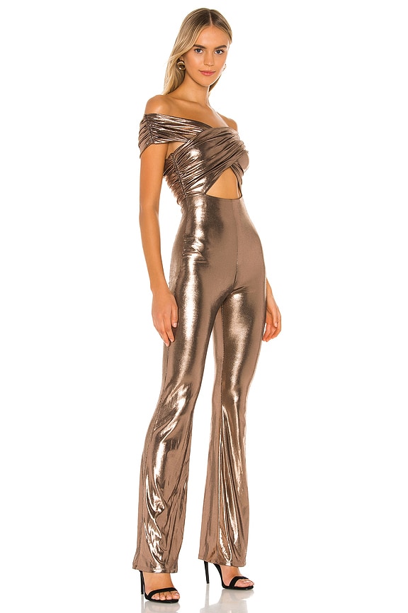 view 2 of 3 Lauren Jumpsuit in Bronze Lame