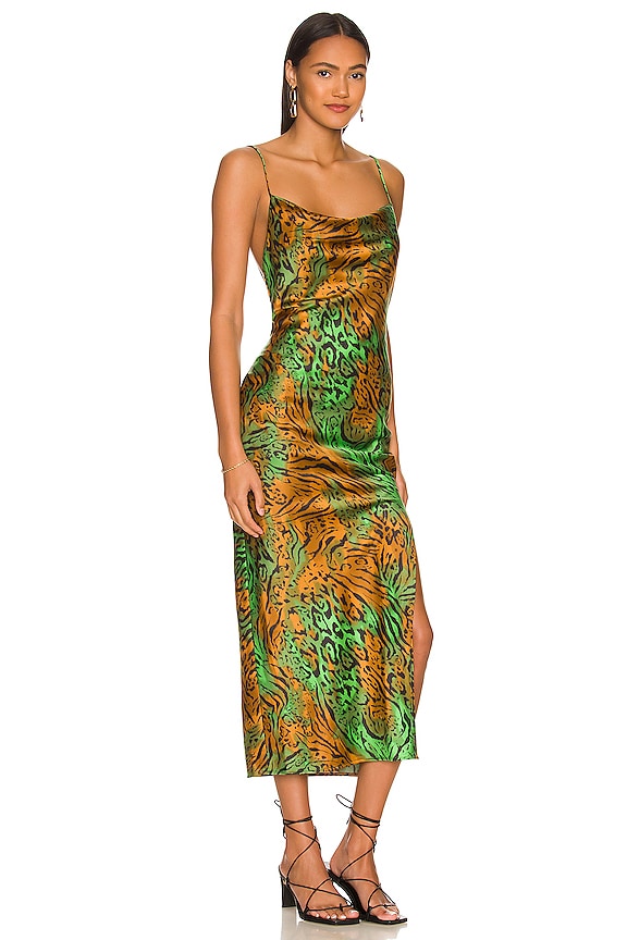 view 2 of 3 Dezeray Slip Maxi Dress in Jungle Green in Jungle Green Leopard