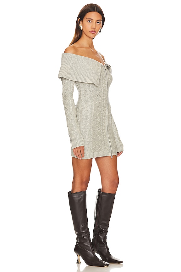 view 2 of 3 Caelia Off Shoulder Cable Mini Dress in Grey
