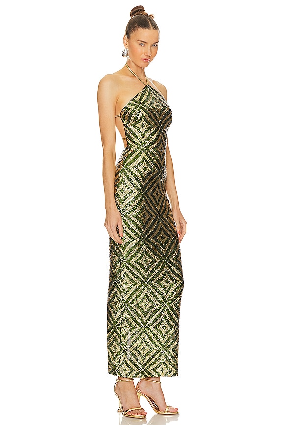 view 2 of 4 Isaura Maxi Dress in Green & Silver
