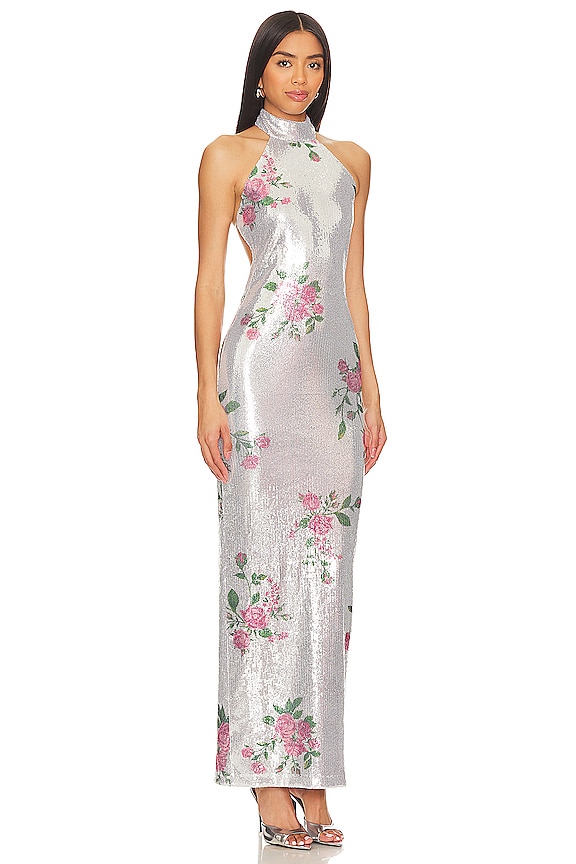 view 2 of 4 Luiza Sequin Maxi Dress in Silver Floral