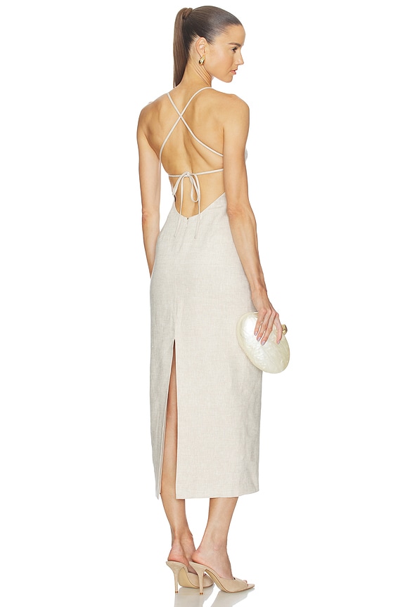 view 1 of 4 Malena Linen Midi Dress in Tan