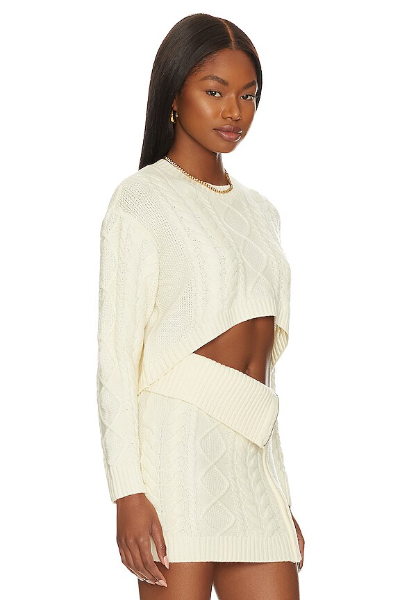 view 2 of 4 Carmen Cropped Cable Crew in Ivory