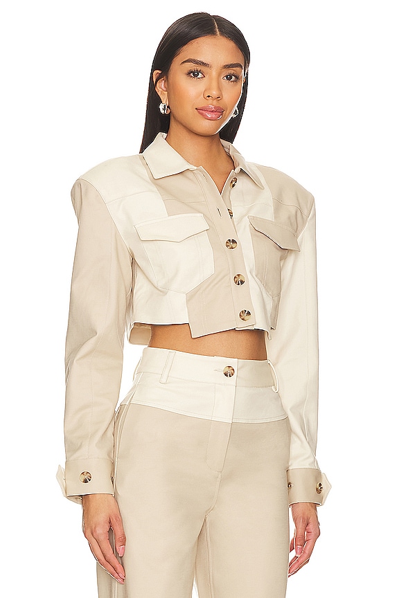view 2 of 4 Araceli Cropped Jacket in Sand & Beige