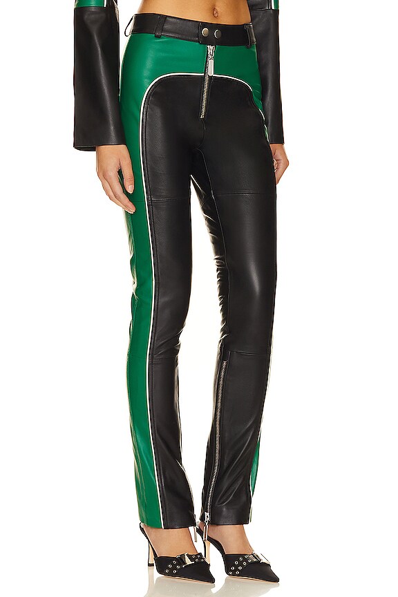 view 2 of 4 PANTALONES BIKER in Green & Black