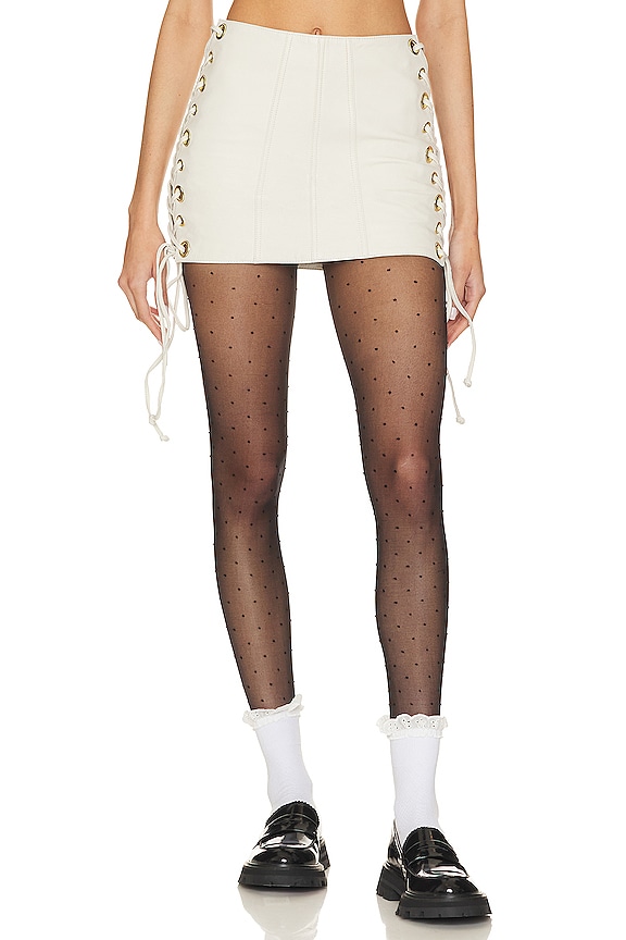 Camila Coelho Juliana Leather Mini Skirt in Ivory | REVOLVE