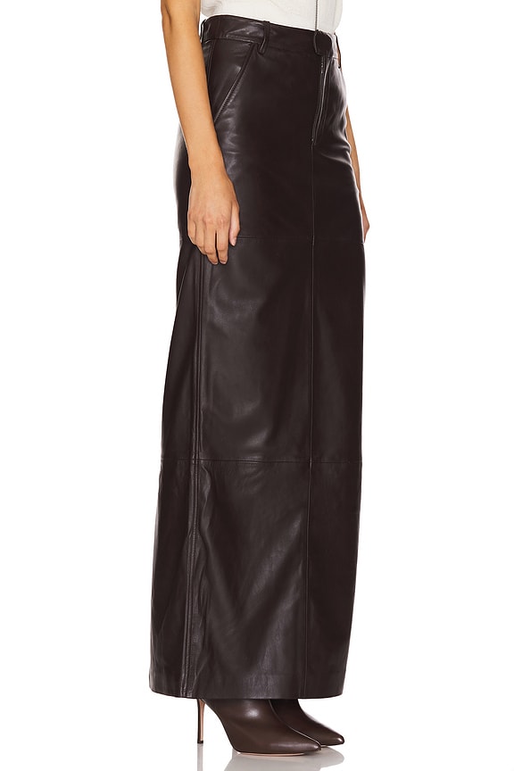 view 2 of 6 Anabella Leather Maxi Skirt in Espresso Brown