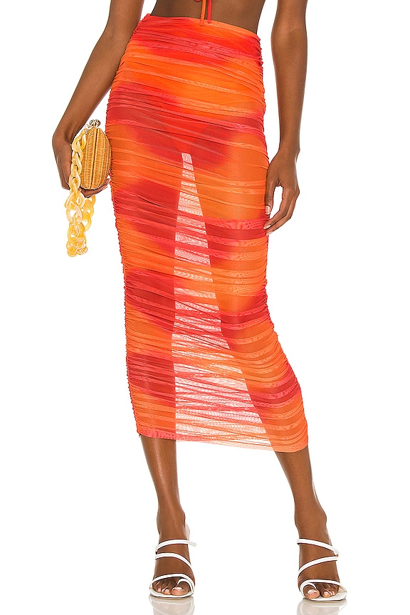 Camila Coelho Kelly Maxi Skirt in Orange Tie Dye | REVOLVE