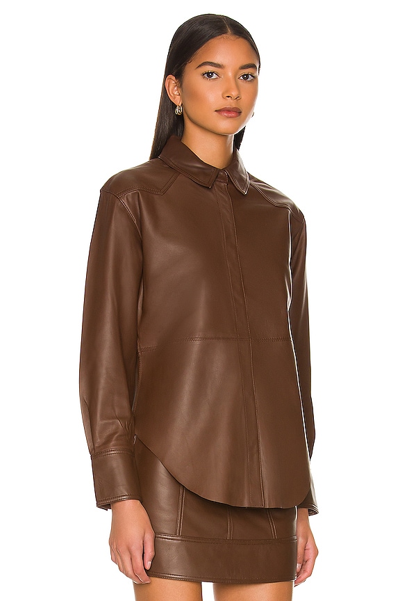 view 2 of 4 Nelli Leather Blouse in Brown