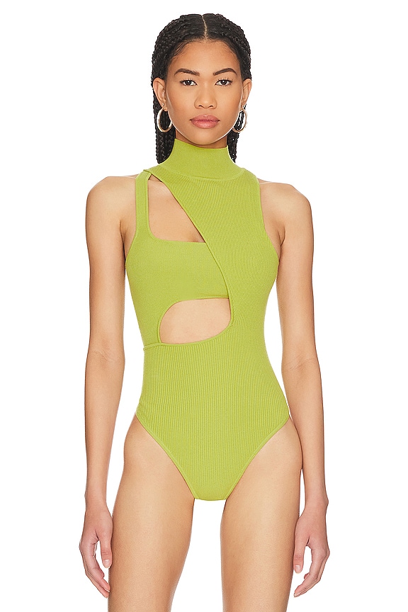 view 2 of 5 Rosalee Cut Out Bodysuit in Green
