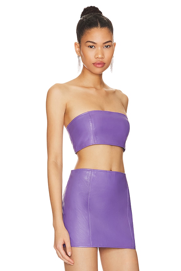 view 2 of 4 Leather Tube Top in Purple