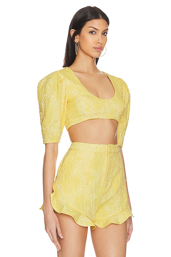 view 2 of 5 Kahlo Crop Top in Buttercream Yellow