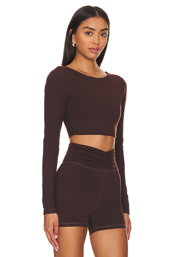 view 2 of 4 Haley Cropped Long Sleeve Top in Deep Brown
